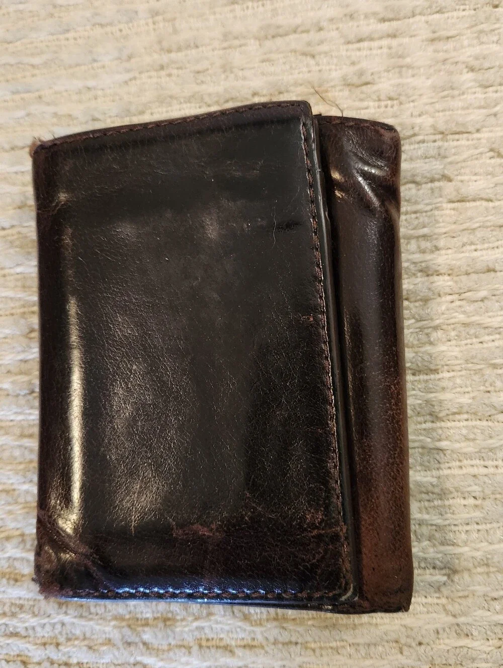Men's Genuine Leather Vintage Brown Coach Trifold Wallet Made In Italy